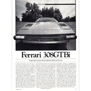 1981 Ferrari 308 GTBi Original 4 Page Car and Driver Print Article NOT a Reprint